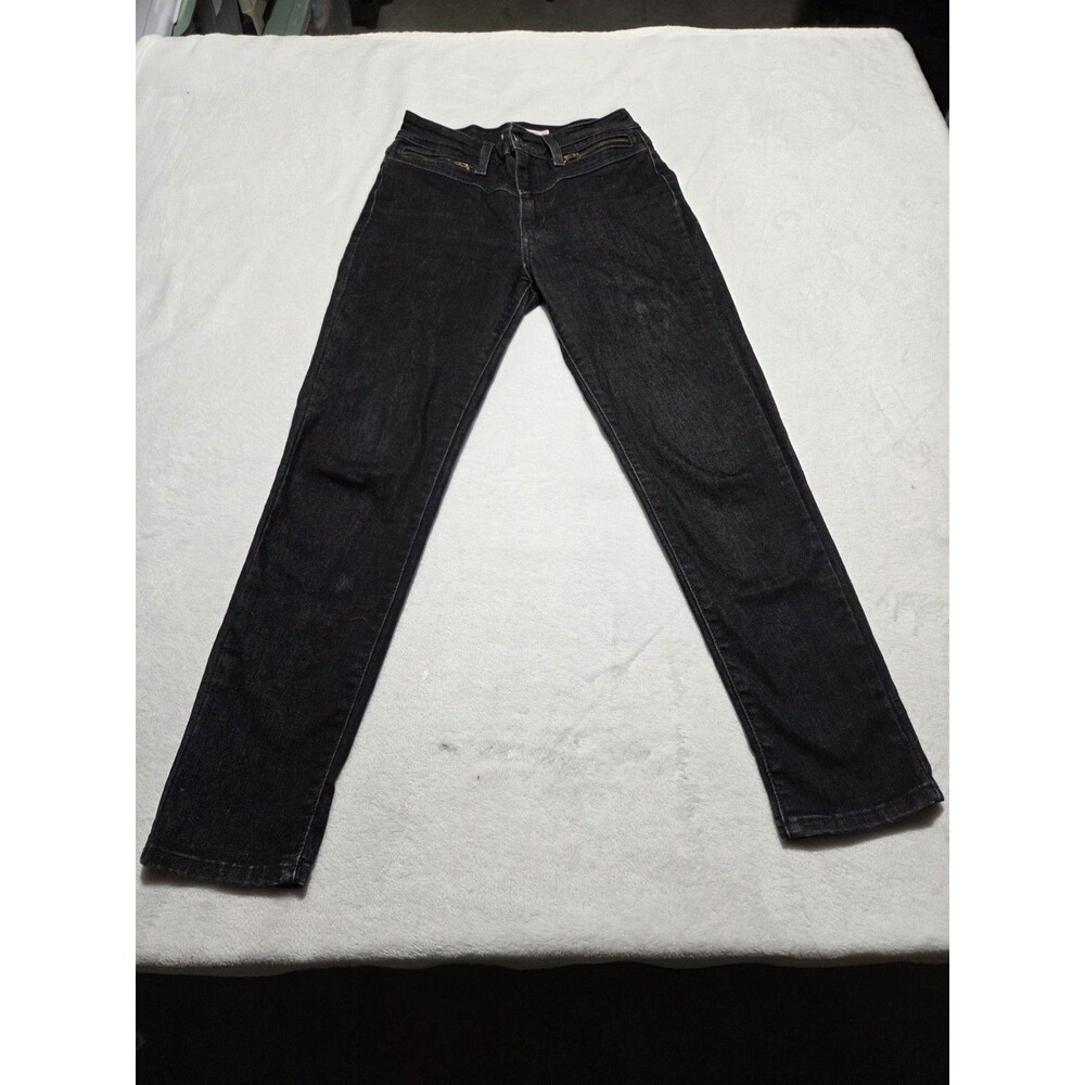 Levis 721 Jeans Women's Tag Size 27 Black Skinny Ankle High Rise Zip Pockets